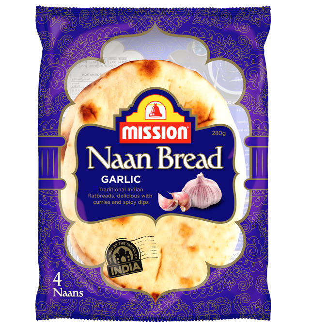 Mission Naan Bread Garlic 4pk 280g
