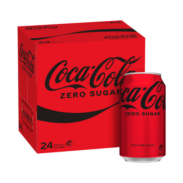 Coca Cola Coke Soft Drink Can No Sugar 375mL 24pk
