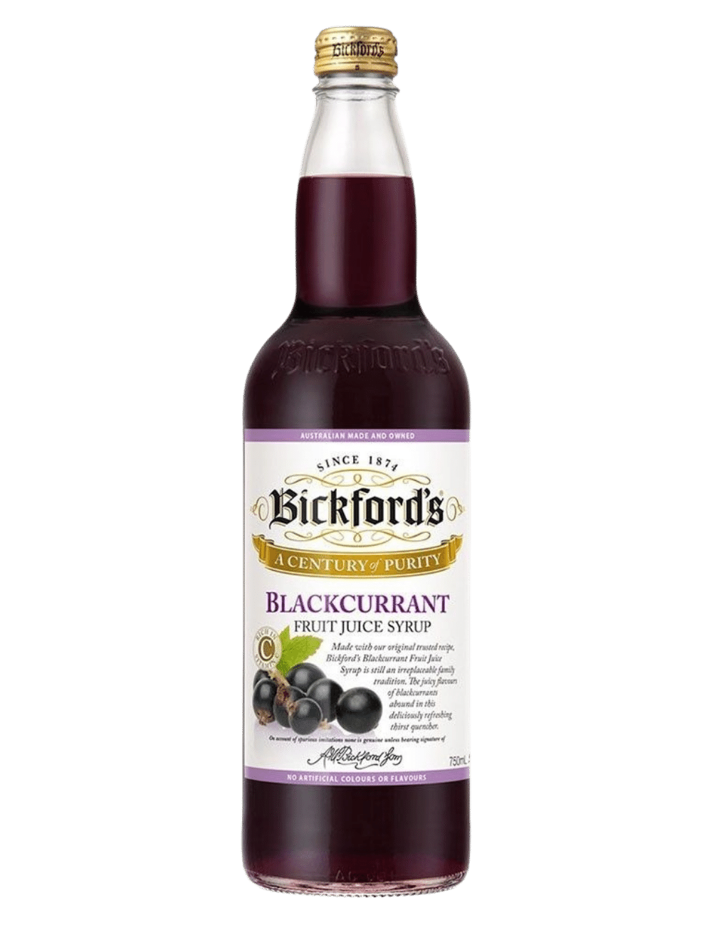 Bickfords Fruit Juice Syrup Blackcurrant 750mL