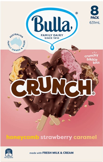 Bulla Crunch Variety Pack Caramel, Strawberry & Honeycomb 8pk