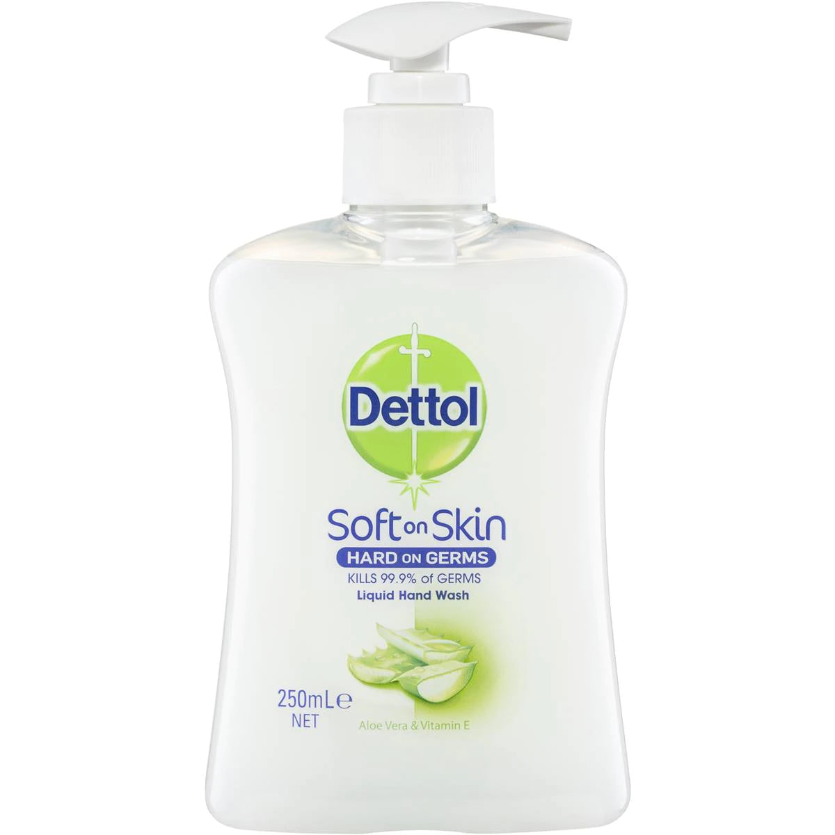 Dettol Antibacterial Liquid Hand Wash Pump Aloe Vera And Vitamin E 250ml
