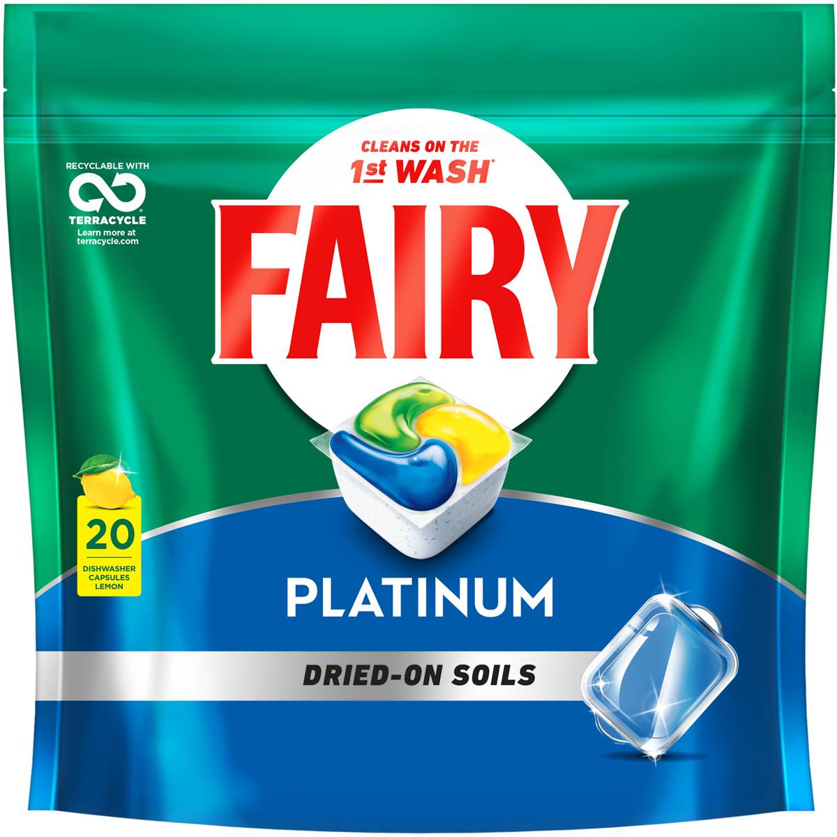 Fairy Dishwasher Tablet Platinum Lemon 20pk
