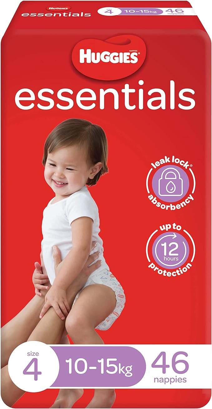 Huggies Essentials Toddler Size 4 10-15kg 46pk
