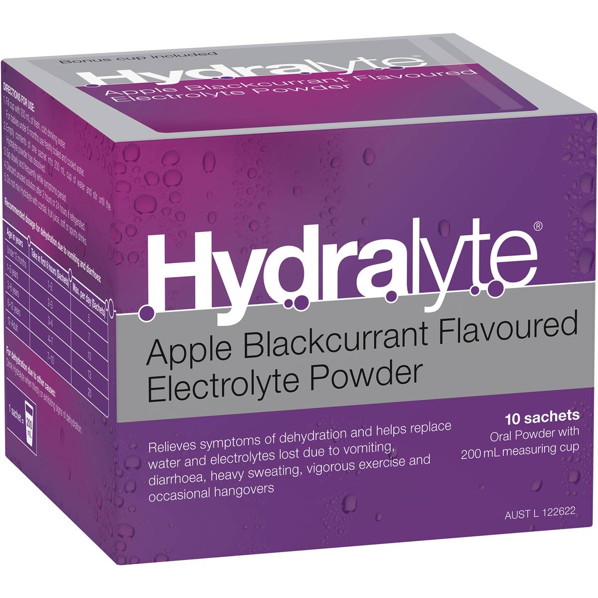 Hydralyte Apple & Blackcurrant Sachet Electrolyte Solution 10's