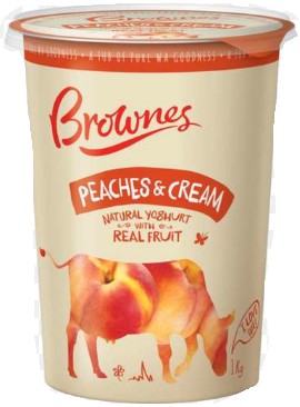 Brownes Peaches and Cream Yoghurt 1kg