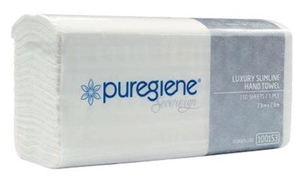 (100153) Puregiene Sovereign SlimLine Paper Towels 23cm x 23cm Bulk 3000pk