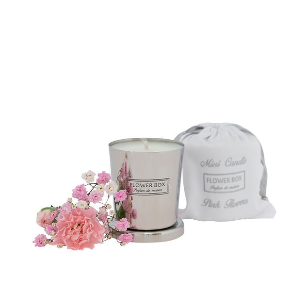 Flower Box Mini Candle 80g Pink Flowers