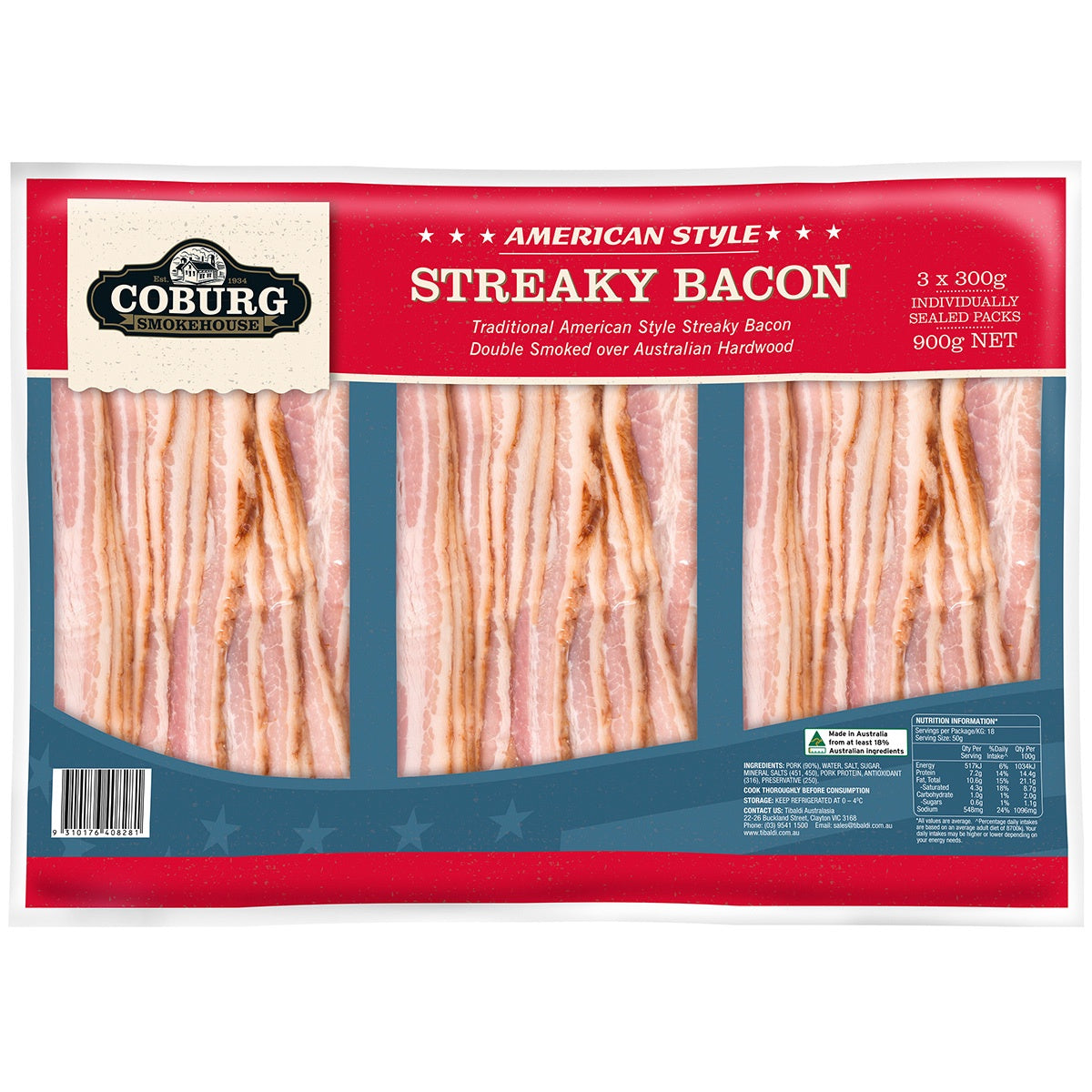 Coburg Streaky Bacon 900g