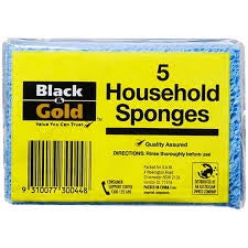 Black & Gold Household Sponges 5pk