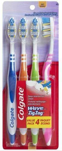 Colgate Toothbrush Zig Zag Assorted Medium & Soft 4pk