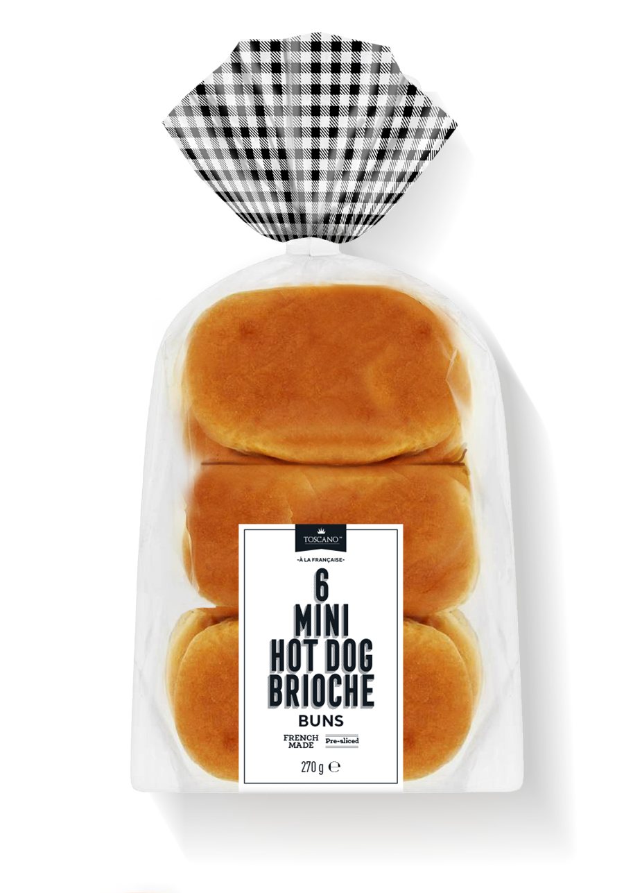 Toscano Mini Hot Dog Brioche Buns 270g (6 sliced buns)