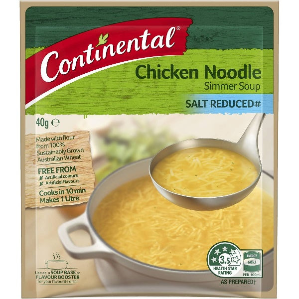 Continental Chicken Noodle Simmer Soup Salt Reduced 40g