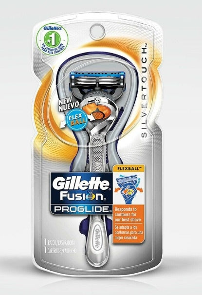 Gillette Fusion Proglide Flex Ball Silver Touch Razor + 1 Cartridge + 1 Holder
