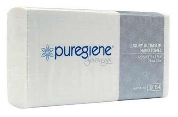 (100154) Puregiene Sovereign Ultraslim Hand Towel 24x24cm, Bulk