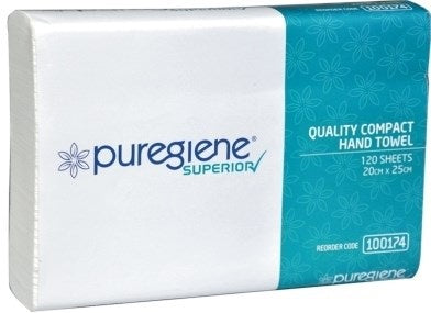 (100155) Puregiene Compact Hand Paper Towel 20cm x 25cm 2160sht