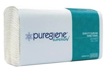 (100135) Puregiene 1ply Superior SlimLine Hand Paper Towel 23cm x 23cm 4000sht