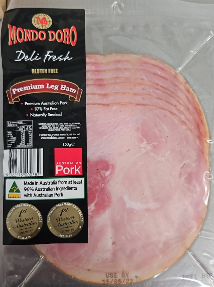 Mondo Doro Premium Leg Ham Sliced Deli Pack 150g