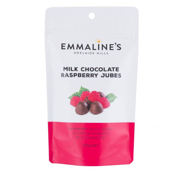Emmaline's Milk Chocolate Raspberry Jubes 250g