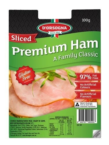 D'Orsogna Premium Sliced Ham 100g