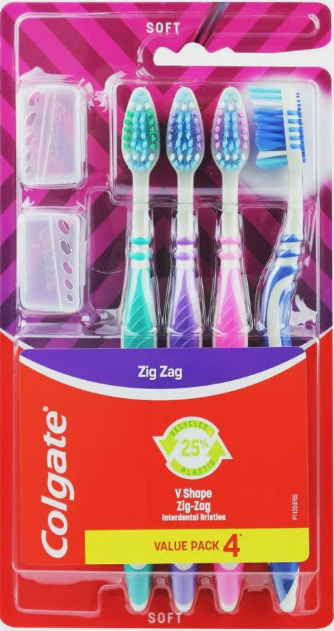 Colgate Toothbrush Zig Zag Soft 4pk