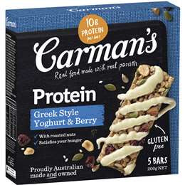 Carmans Protein Bars Greek Yoghurt & Berry Gluten Free 5pk