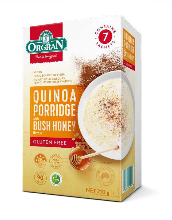 Orgran GF Quinoa Porridge Honey 7pk 210g