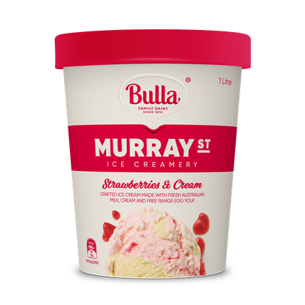 Bulla Murray St Ice Creamery Strawberries & Cream 1L