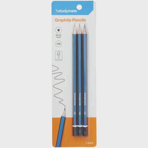 Studymate Graphite Pencils HB 3 Pack