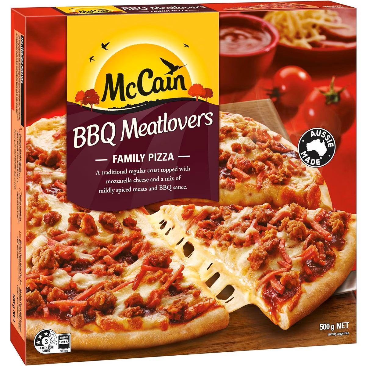 McCain BBQ Meatlovers Family Pizza 500g