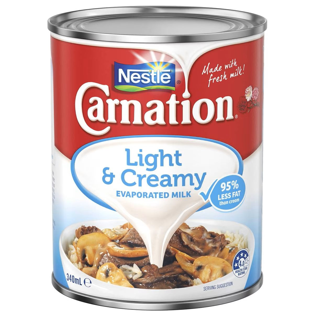 Nestles Carnation Milk Evaporated Light and Creamy 340ml