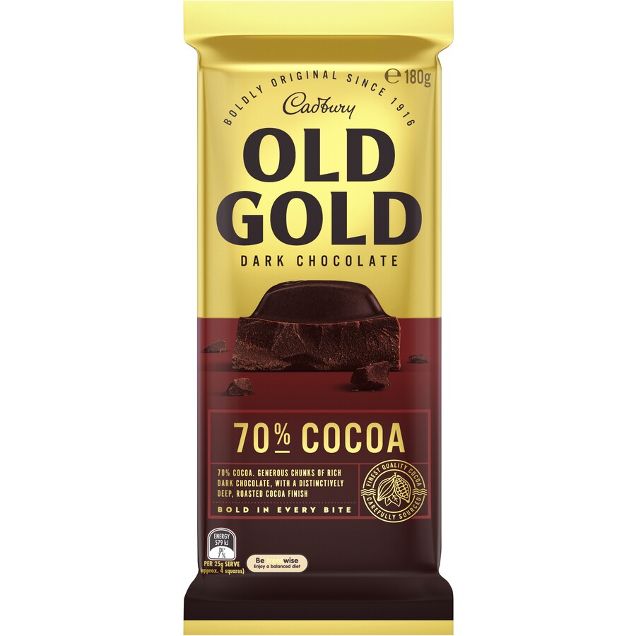 Cadbury Old Gold Dark Chocolate 70% Cocoa 180g