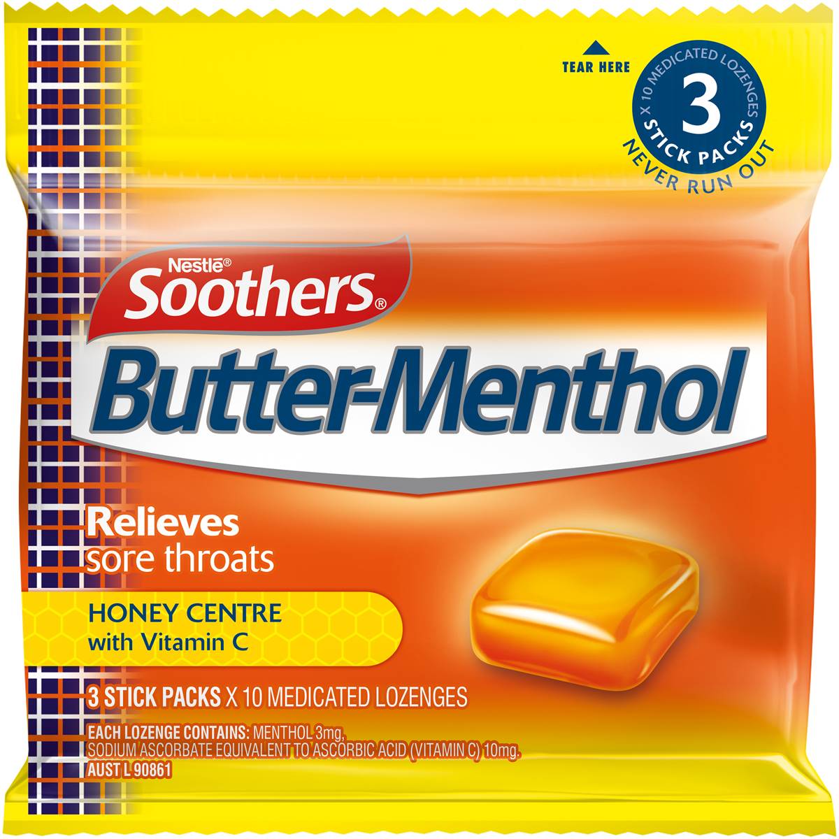 Allen's Butter Menthol Honey Centre 3pk