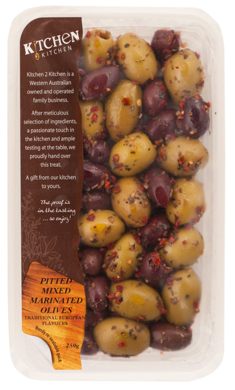 Kitchen 2 Kitchen Pitted Marinated Mixed Olives 250g