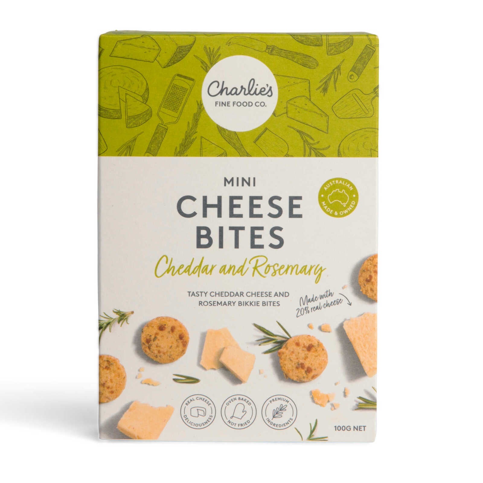 Charlie's Fine Food Co. Mini Cheese Bites Cheddar 100g