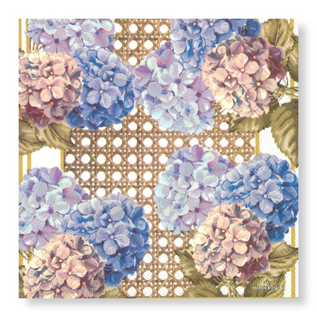 Hydrangea & Rattan Napkins Cocktail 20pk