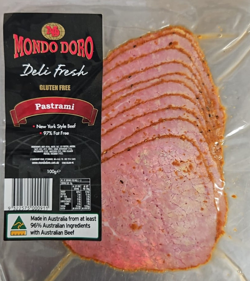 Mondo Doro Pastrami Sliced Deli Pack 100g