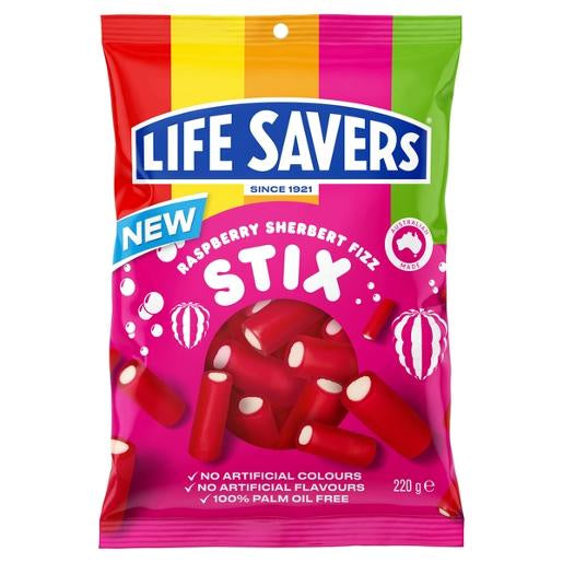 Lifesavers Raspberry Sherbet Stix 200g