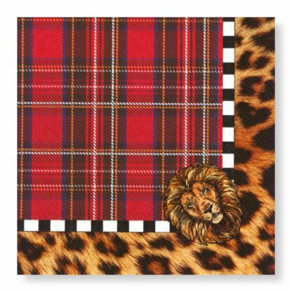 Leopard & Tartan Napkins Cocktail 20pk