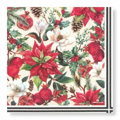 Poinsettia & Pomegranate Napkins Luncheon 20pk