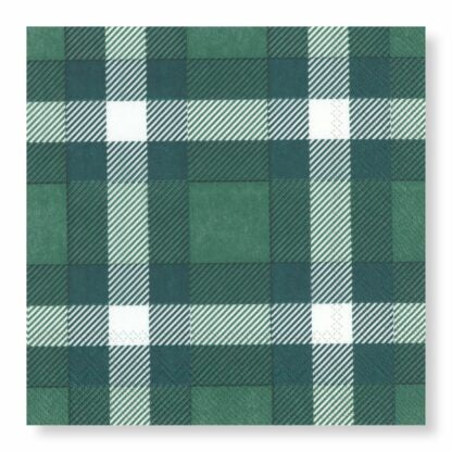 Classic Plaid Green Napkins Cocktail 20pk