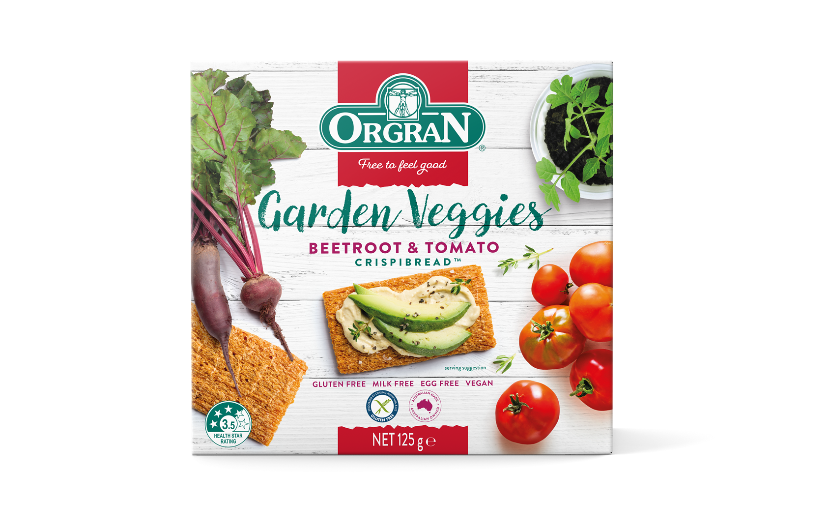 Orgran Garden Veggies Beetroot & Tomato Crispbread 125g