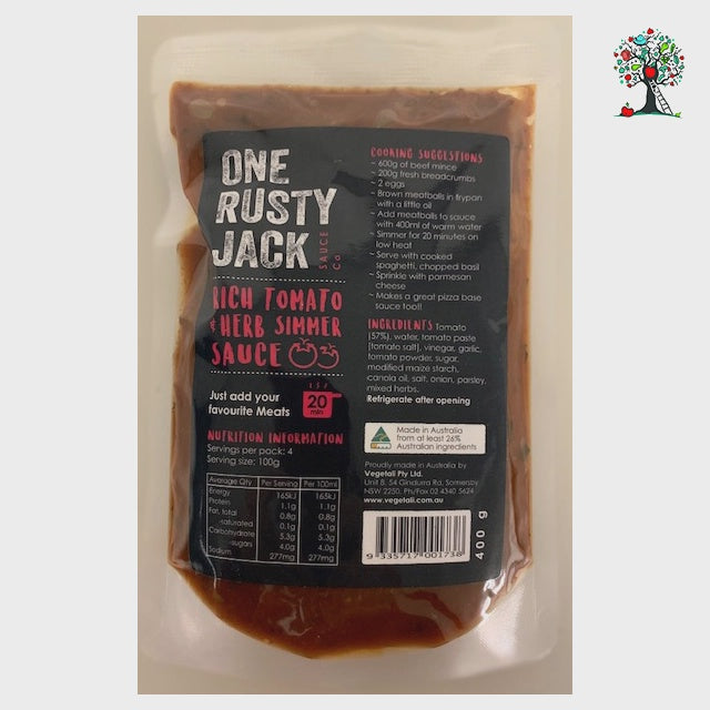 One Rusty Jack Rich Tomato & Herb Simmer Sauce 400g