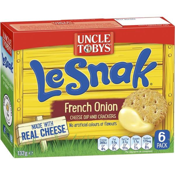 Uncle Toby's Le Snak French Onion Dip & Crackers 6pk