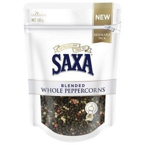 Saxa Black Whole Peppercorns 190g