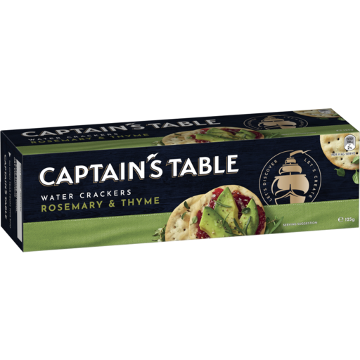 Captains Table Water Crackers Rosemary and Thyme 125g