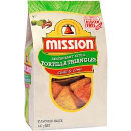 Mission Tortilla Triangles Chilli & Lime 230g