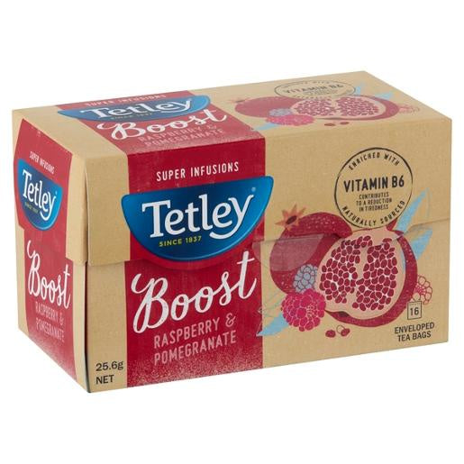 Tetley Raspberry & Pomegranate Super Infusions Boost Tea 16's