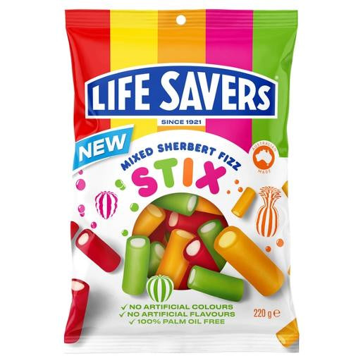 Life Savers Mixed Sherbet Fizz Stix 200g