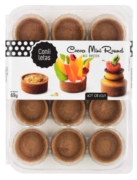 Confiletas Cocoa Sweet Round 40mm Pastry Cases (12 tarts) 69g